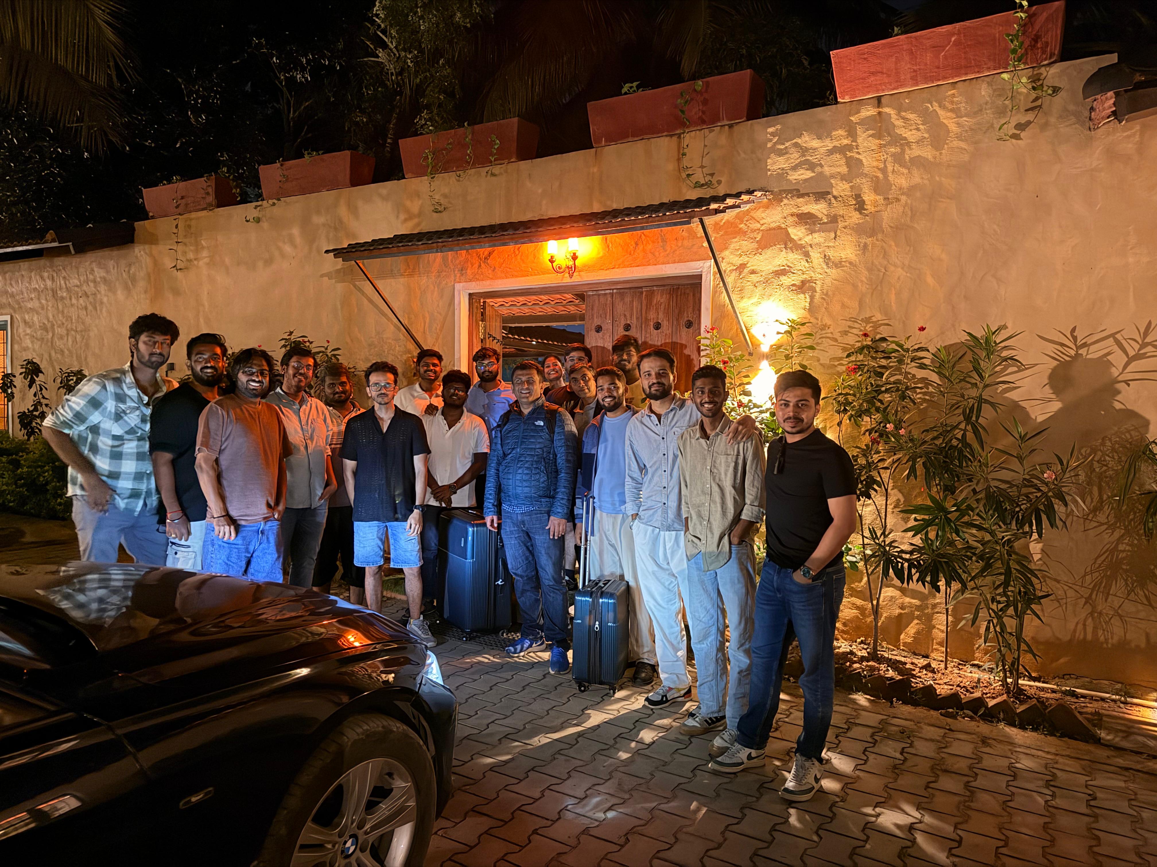 Trivas team arriving at the offsite villa